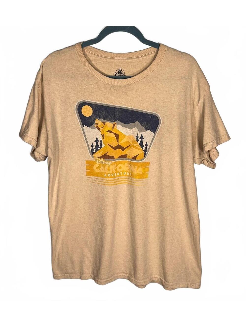 Disney California Adventure Grizzly Peak Bear Graphic Tee Beige Outdoorsy Large